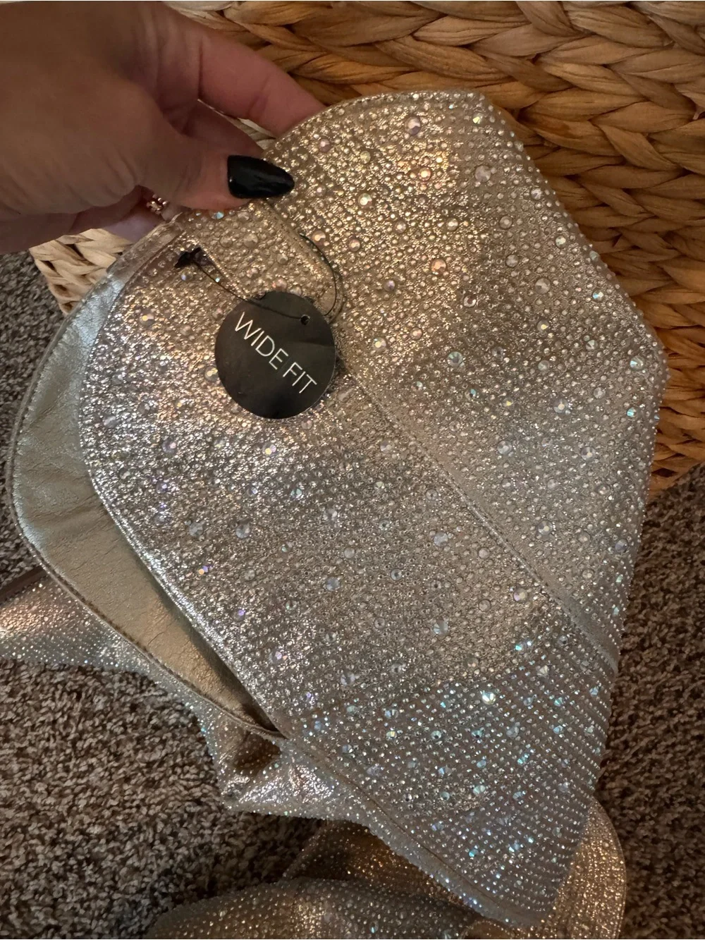 Sparkling Silver Rhinestone Over-the-Knee Boots